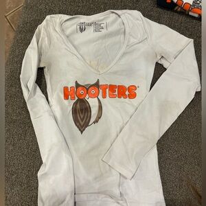 White long sleeve hooters shirt